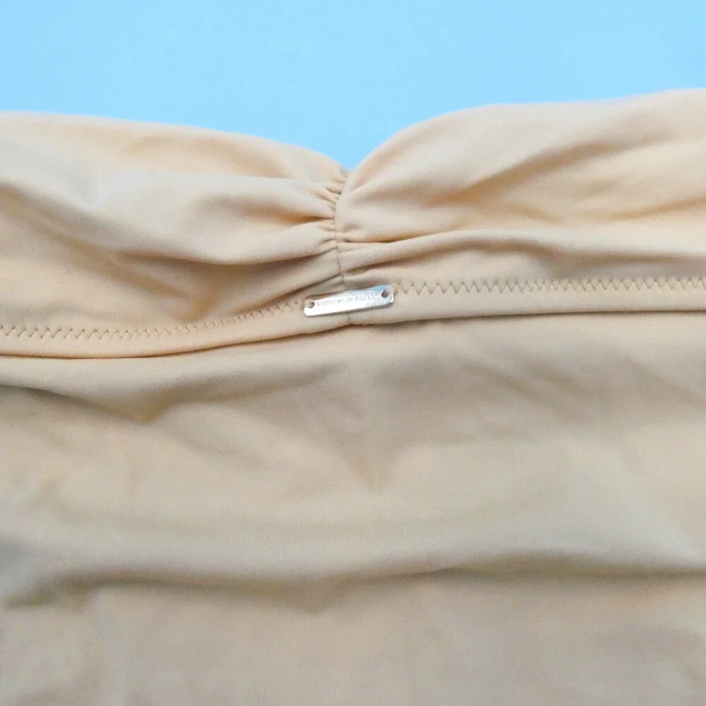Victorias Secret Medium Beige Ruffle Top Brazilian Bikini Bottom Beach Swimwear‎